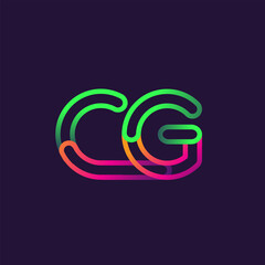 initial logo letter CG, linked outline rounded logo, colorful initial logo for business name and company identity.