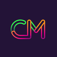 initial logo letter CM, linked outline rounded logo, colorful initial logo for business name and company identity.