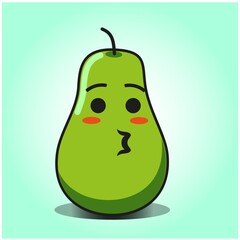 Cute pear cartoon mascot character vector design