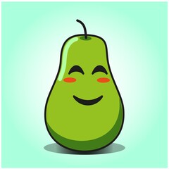 Cute pear cartoon mascot character vector design