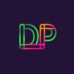 initial logo letter DP, linked outline rounded logo, colorful initial logo for business name and company identity.
