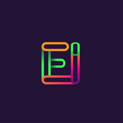 initial logo letter EI, linked outline rounded logo, colorful initial logo for business name and company identity.