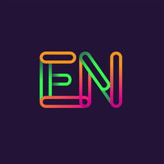 initial logo letter EN, linked outline rounded logo, colorful initial logo for business name and company identity.