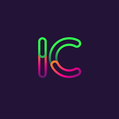 initial logo letter IC, linked outline rounded logo, colorful initial logo for business name and company identity.