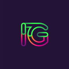 initial logo letter IG, linked outline rounded logo, colorful initial logo for business name and company identity.