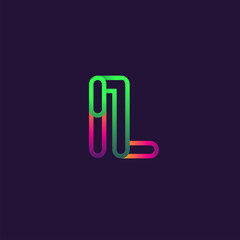 initial logo letter IL, linked outline rounded logo, colorful initial logo for business name and company identity.