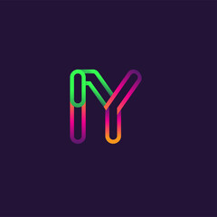 initial logo letter IY, linked outline rounded logo, colorful initial logo for business name and company identity.