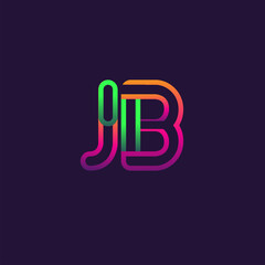 initial logo letter JB, linked outline rounded logo, colorful initial logo for business name and company identity.