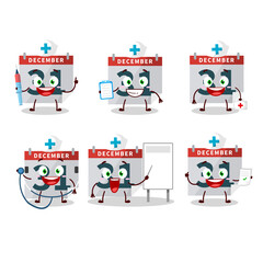 Fototapeta premium Doctor profession emoticon with december 31th calendar cartoon character