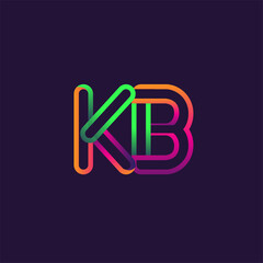 initial logo letter KB, linked outline rounded logo, colorful initial logo for business name and company identity.