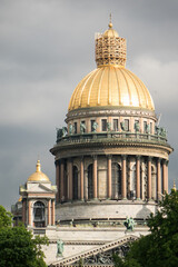 Saint Isaac's Cathedral close up on the golden dome