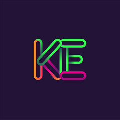 initial logo letter KE, linked outline rounded logo, colorful initial logo for business name and company identity.