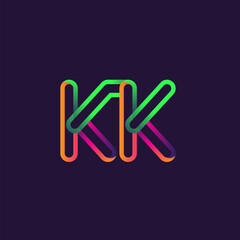 Obraz premium initial logo letter KK, linked outline rounded logo, colorful initial logo for business name and company identity.