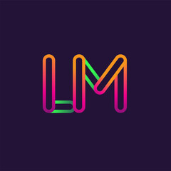 initial logo letter LM, linked outline rounded logo, colorful initial logo for business name and company identity.