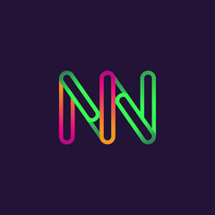 initial logo letter NN, linked outline rounded logo, colorful initial logo for business name and company identity.