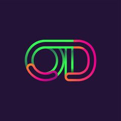initial logo letter OD, linked outline rounded logo, colorful initial logo for business name and company identity.