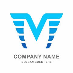 Geometric Wings Letter V & M Business Company Vector Logo Design