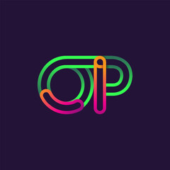 initial logo letter OP, linked outline rounded logo, colorful initial logo for business name and company identity.