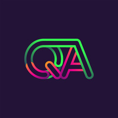 initial logo letter QA, linked outline rounded logo, colorful initial logo for business name and company identity.