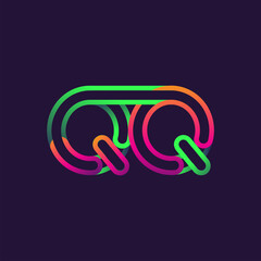initial logo letter QQ, linked outline rounded logo, colorful initial logo for business name and company identity.