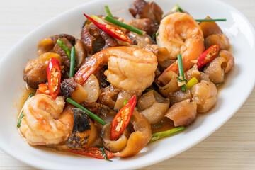 Stir-Fried Sea Cucumber with Shrimps