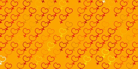 Light Orange vector pattern with feminism elements.