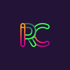 initial logo letter RC, linked outline rounded logo, colorful initial logo for business name and company identity.