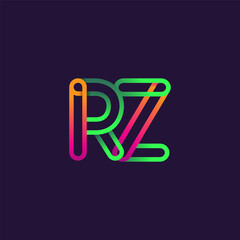 initial logo letter RZ, linked outline rounded logo, colorful initial logo for business name and company identity.