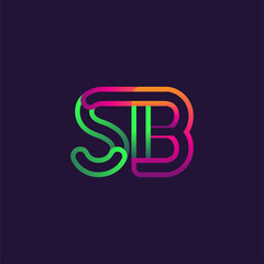 initial logo letter SB, linked outline rounded logo, colorful initial logo for business name and company identity.