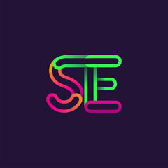 initial logo letter SE, linked outline rounded logo, colorful initial logo for business name and company identity.