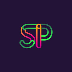 initial logo letter SP, linked outline rounded logo, colorful initial logo for business name and company identity.