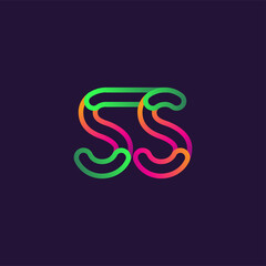 initial logo letter SS, linked outline rounded logo, colorful initial logo for business name and company identity.