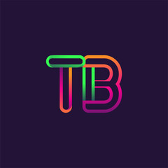 initial logo letter TB, linked outline rounded logo, colorful initial logo for business name and company identity.