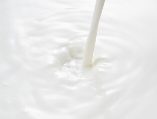 Close up of the milk pouring