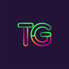 initial logo letter TG, linked outline rounded logo, colorful initial logo for business name and company identity.