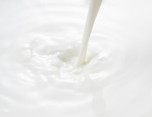 Close up of the milk pouring