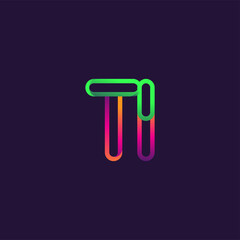 initial logo letter TI, linked outline rounded logo, colorful initial logo for business name and company identity.