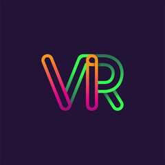 initial logo letter VR, linked outline rounded logo, colorful initial logo for business name and company identity.