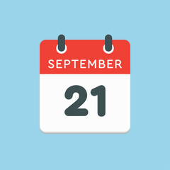 Calendar icon day 21 September, template date days