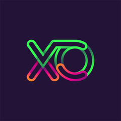 initial logo letter XO, linked outline rounded logo, colorful initial logo for business name and company identity.