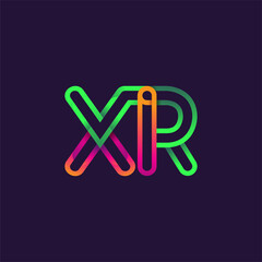 initial logo letter XR, linked outline rounded logo, colorful initial logo for business name and company identity.