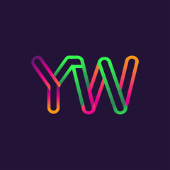 initial logo letter YW, linked outline rounded logo, colorful initial logo for business name and company identity.