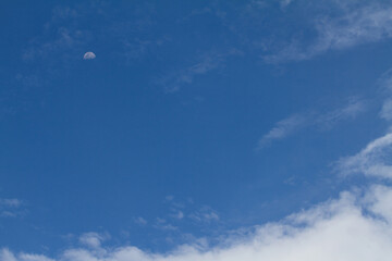 Half moon in the blue sky