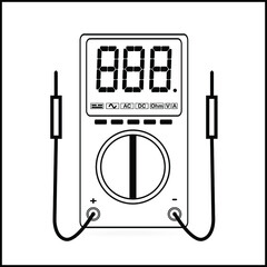 Outline digital Multimeter with probe icon,vector illustration flat style image