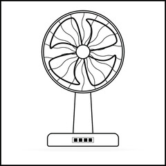 Outline table fan on white isolate background