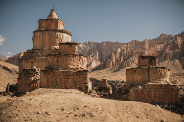 Upper mustang - Kingdom of Lo. traditional architect of Nepal. ancient tibetan monastery. trekking...