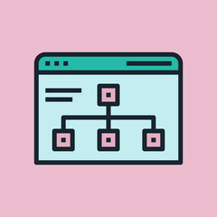 Sitemap. Digital marketing concept illustration, flat design linear style banner. Usage for e-mail newsletters, headers, blog posts, print and more.