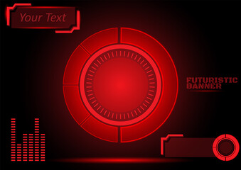 Futuristic banner. HUD futuristic screen color red.
