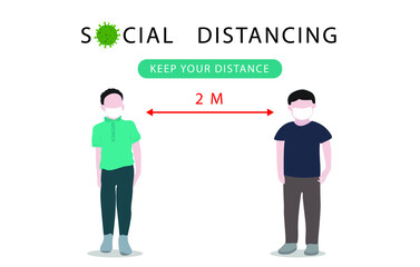 Social distancing. Please Keep Your Distance to people to leave 2 meters between each other.Coronovirus epidemic protective.