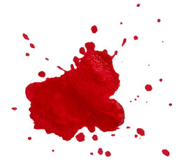 A splash of red paint on a white background